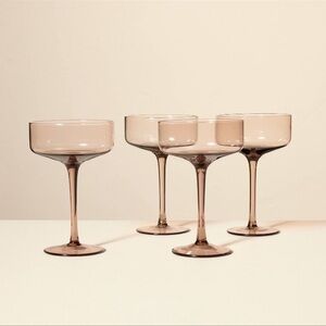 NWT! Hearth and Hand Tinted Coupe Glasses - Light Brown - Set of 4